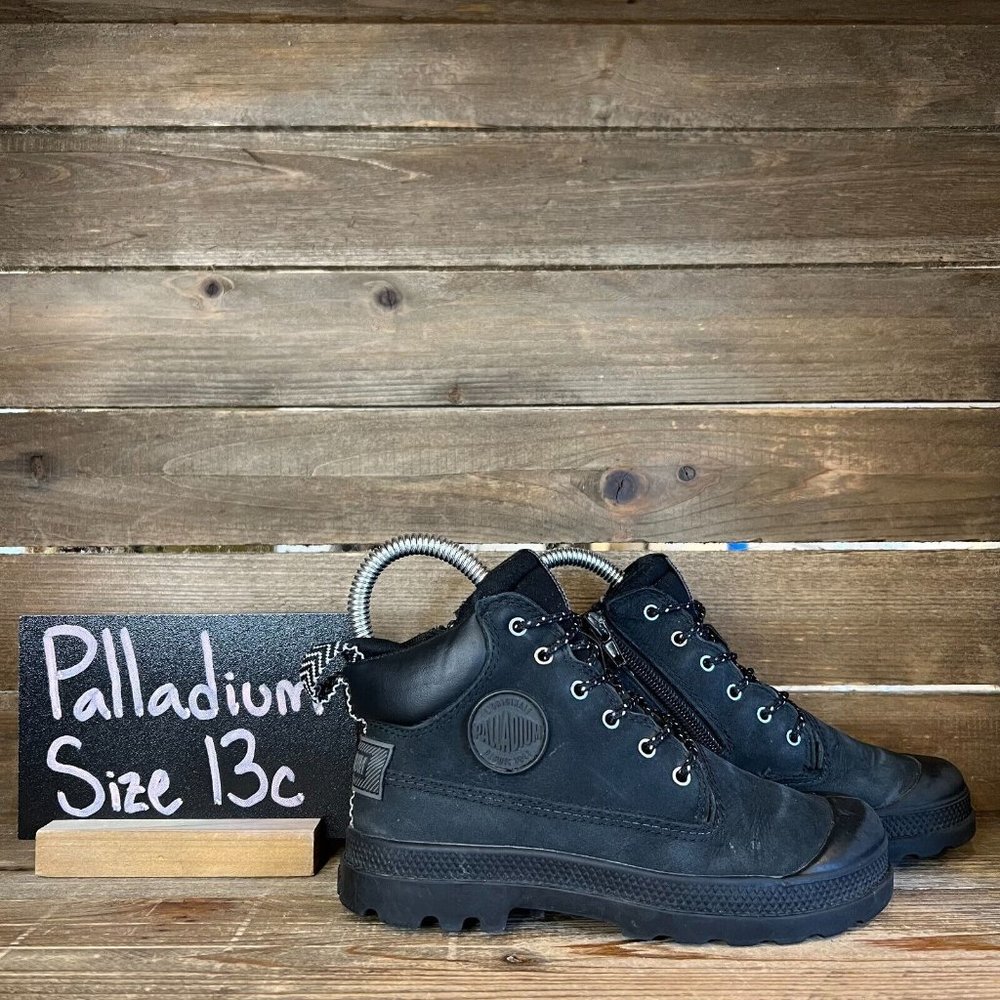 Little Kids Palladium Pampa SC Black‎ Outsider Waterproof Ankle Boots Size 13 C